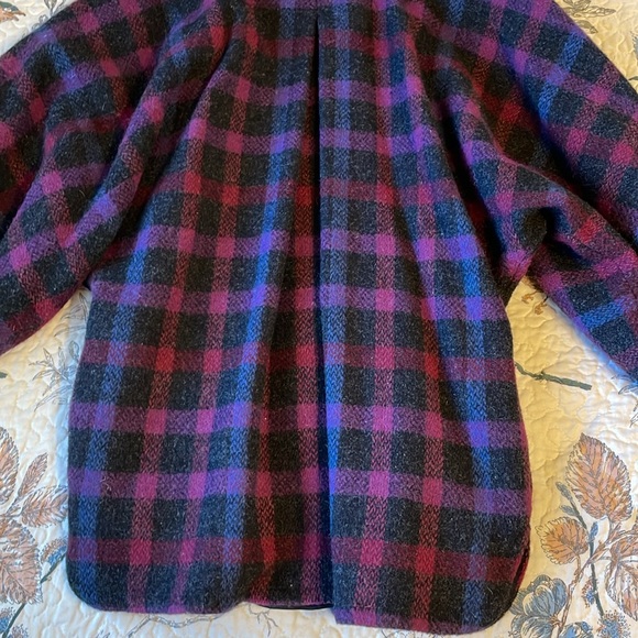 Vintage Plaid Wool Oversize Jacket - Purple and Black - Picture 5 of 8